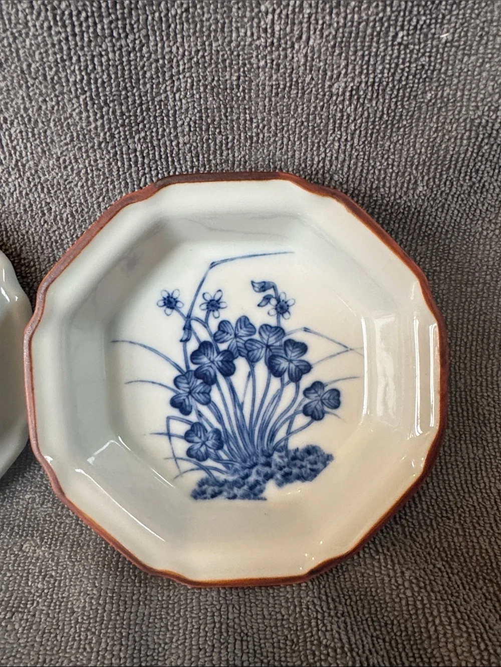 Vintage Koraku Kiln Japanese Arita Ware Plates Set of 4 Octagon Flower Dishes